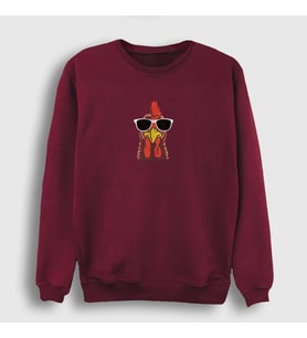 Presmono Unisex Bordo Sunglasses Chicken Tavuk Sweatshirt 413683tt (Bordo)