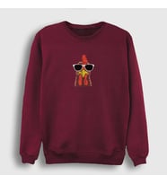 Presmono Unisex Bordo Sunglasses Chicken Tavuk Sweatshirt 413683tt (Bordo)