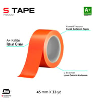 S-Dizayn Oto Cam - Montaj Bandı İthal Turuncu 45mm x 33 Yd A+Kalite (Karışık)