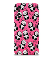 Huawei P Smart 2021 Uyumlu Lansman Kılıf Panda Tasarımlı İçi Kadife Kapak-Neon Pembe (Şeffaf)