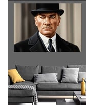 Şık Mustafa Kemal Atatürk Portresi Dekoratif Kanvas - Mdf Ahşap Tablo
