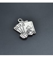 Maça As Poker İskambil - Zar Kolye Ucu - Antik Gümüş Kaplama - Kod:171