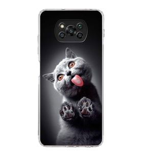 PrintiFy Xiaomi Poco X3 ile Uyumlu 1mm Slim Fit Kedi 2 050c Baskılı Şeffaf  Kılıf