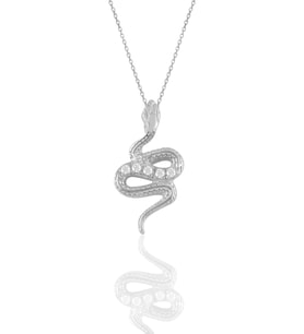 Söğütlü Silver Gümüş rodyumlu zirkon taşlı yılan  kolye