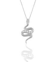 Söğütlü Silver Gümüş rodyumlu zirkon taşlı yılan  kolye