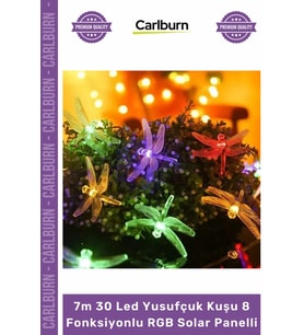#Solar Şık Bahçe Dekorasyon Aydınlatma 7m 30 Led Yusufçuk Kuşu 8 Fonksiyonlu RGB Solar Panelli