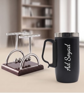 Kişiye Özel Paslanmaz Çelik Bardak Termos 280mL. & Masaüstü Newton Denge Topları Ofis, Yeni İş Hediye Seti