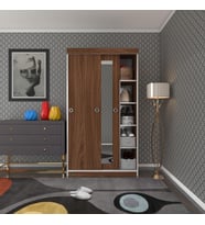 Kenzlife gardırop sürgülü kapaklı kapılı 100 papatya cvz aynalı gardolap dolap (Karışık)