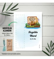 Hediyelik Kart -Safari Aslan Temalı Doğum Günü, Yenidoğan Bebek, Sünnet Hatırası Makrome Anahtalık, Toka, Kurabiye, Kahve Kartı