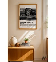 Honda Civic EK JDM Araba Posteri, Ahşap Çerçeveli Duvar Tablosu - Oto Severlere Özel