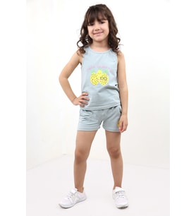 Toontoy Kız Bebek Baskılı Şortlu Takım (Yeşil)