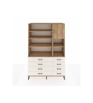 Hyperion Dolap 8 Raflı 8 Çekmeceli Tek Kapaklı  132x44x195 Çam-Çam/Aytaşı
