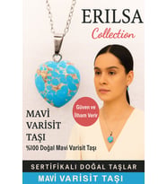 Sertifikalı Kalp Model Mavi Varisit Doğal Taş Kolye – Güven İlham ve Ruhsal Denge Taşı (Çok Renkli)