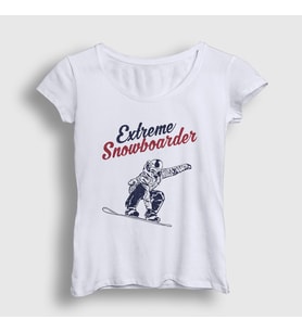 Presmono Kadın Beyaz Extreme Snowboarder Hediye Kayak T-Shirt 508559tt