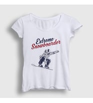 Presmono Kadın Beyaz Extreme Snowboarder Hediye Kayak T-Shirt 508559tt