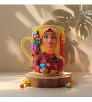 KİŞİYE ÖZEL ÖĞRETMEN HEDİYESİ, 3D KABARTMALI EL YAPIMI SARIŞIN KADIN KUAFÖR KUPA BARDAK (Çok Renkli)