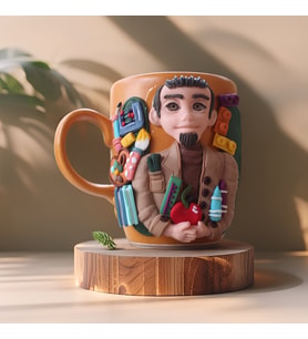 KİŞİYE ÖZEL ÖĞRETMEN HEDİYESİ, 3D KABARTMALI EL YAPIMI KUMRAL ERKEK ÖĞRETMEN KUPA BARDAK (Çok Renkli)