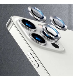 Apple Apple iPhone 13 Pro Kamera Lens Koruyucu HD Kalite Tam Kaplayan Tempered Glass Cam (Gümüş)