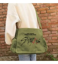 Stray Kids Baskılı Unisex Yeşil Postacı Çantası