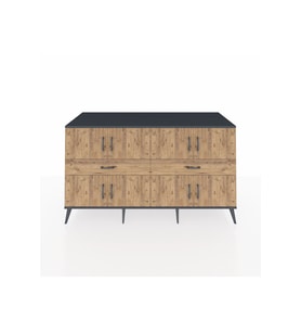 Kronos Konsol 4 Raflı 2 Çekmeceli 8 Kapaklı 176x59x99 Antrasit-Çam