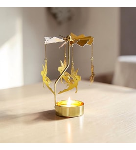 Altın Renkli Dönen Metal Mumluk – Peri Kızı Elsa Tasarımlı Dilek Çanı (Gold)