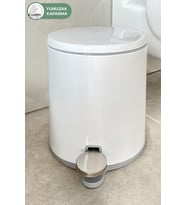Yumuşak Kapanan Çelik Çöp Kovası, Banyo ve Mutfak İçin, Beyaz/Gri