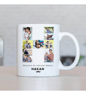 Kişiye Özel Babaya Hediye Fotoğraflı Harf Kupa Bardak
