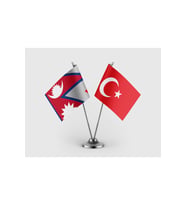 Nepal ve Türkiye Bayrağı İkili Saten Masa Bayrağı Takımı