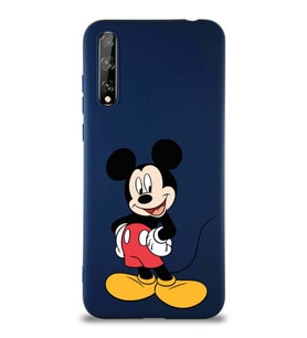 Huawei P Smart S Soft Premier Kapak Mickey Mouse-E Tasarımlı Silikon Kılıf - Lacivert (Şeffaf)