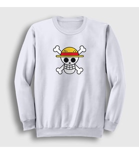 Presmono Unisex Beyaz Logo Anime One Piece Sweatshirt 135839tt (Beyaz)