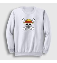 Presmono Unisex Beyaz Logo Anime One Piece Sweatshirt 135839tt (Beyaz)
