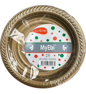 My-Ebi Altın Renkli Parti Davet Plastik Tabak - 17 Cm. - 25 Adetlik Paket