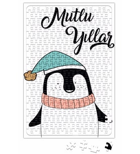 Sevimli Penguen İle Mutlu Yıllar Puzzle 240 Parça Yapboz