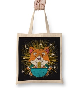 Anime Japan Ramen Kawaii Shiba Inu Bez Çanta Uzun Saplı