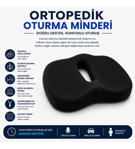Oturma Minderi – Kuyruk Sokumu Destek Minderi Uzun Süreli Oturuşlar İçin Ergonomik Ofis ve Araç Koltuğu Minderi Visco Minder