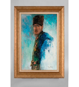 Çerçeveli Paspartulu Atatürk Tablo a341 (Gold)