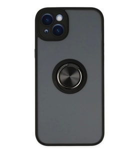 Newface Apple iPhone 14 Kılıf Montreal Yüzüklü Silikon Kapak - Siyah