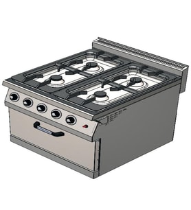 CSA Karacasan 900 Seri Dolaplı 80 cm 4 Gözlü Doğalgazlı Ocaklı Kuzine (80x90x85Cm)