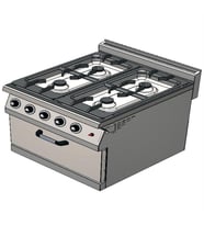 CSA Karacasan 900 Seri Dolaplı 80 cm 4 Gözlü Doğalgazlı Ocaklı Kuzine (80x90x85Cm)