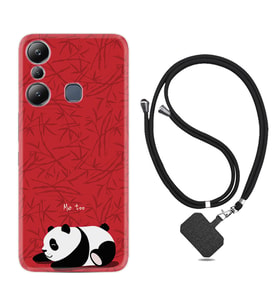 Infınix Hot 20i Kılıf Resimli Boyun Askılı İpli Desenli Silikon Series Sleeping Panda 1810