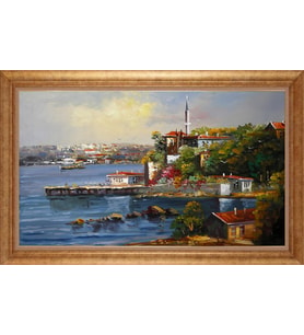 Çerçeveli Paspartulu Manzara Tablo ah1496 (Gold)