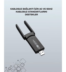 Yüksek Hızlı 1200 Mbps Çift Bant USB WiFi Adaptör – Güçlü Sinyal, Geniş Uyumluluk