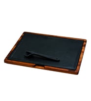 Lava Döküm Ahşap ve Döküm Demir Hot Plate Servis Tahtası. Ölçü 30x40cm. (Siyah)
