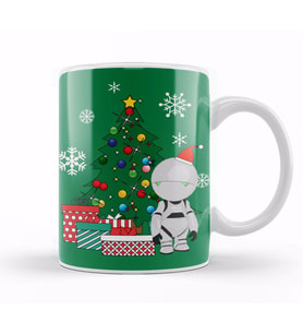 Marvin The Paranoid Android Around The Christmas Tree Kupa Bardak Porselen
