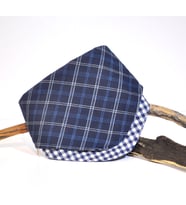 LACİVERT KARELİ ÇİFT TARAFLI ÇITÇIT DETAYLI KEDİ VE KÖPEKLER İÇİN BANDANA