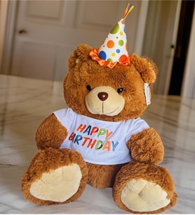 Plush Oturan Happy Birthday Peluş Ayı