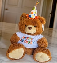 Plush Oturan Happy Birthday Peluş Ayı