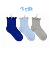 Kıvrık Fırfırlı Kadın Çorap 3’lü Set / Cloud Set