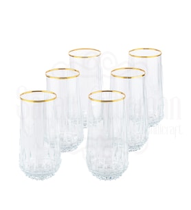 Bardak Cam Bardak Meşrubat Bardağı Hediyelik Lux Dik Çapraz Meşrubat Bardak Altın