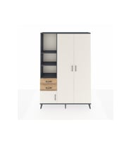 Arges Dolap 5 Raflı 2 Çekmeceli Tek Askılı 132x30x195 Antrasit-Aytaşı/Çam